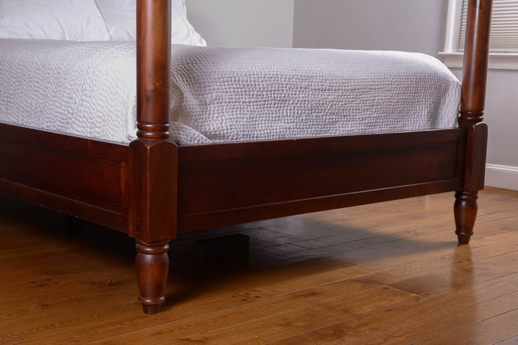 Queen Cherry Wood Canopy Bed Frame