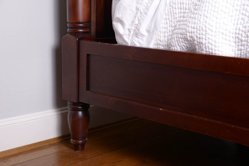 Queen Cherry Wood Canopy Bed Frame