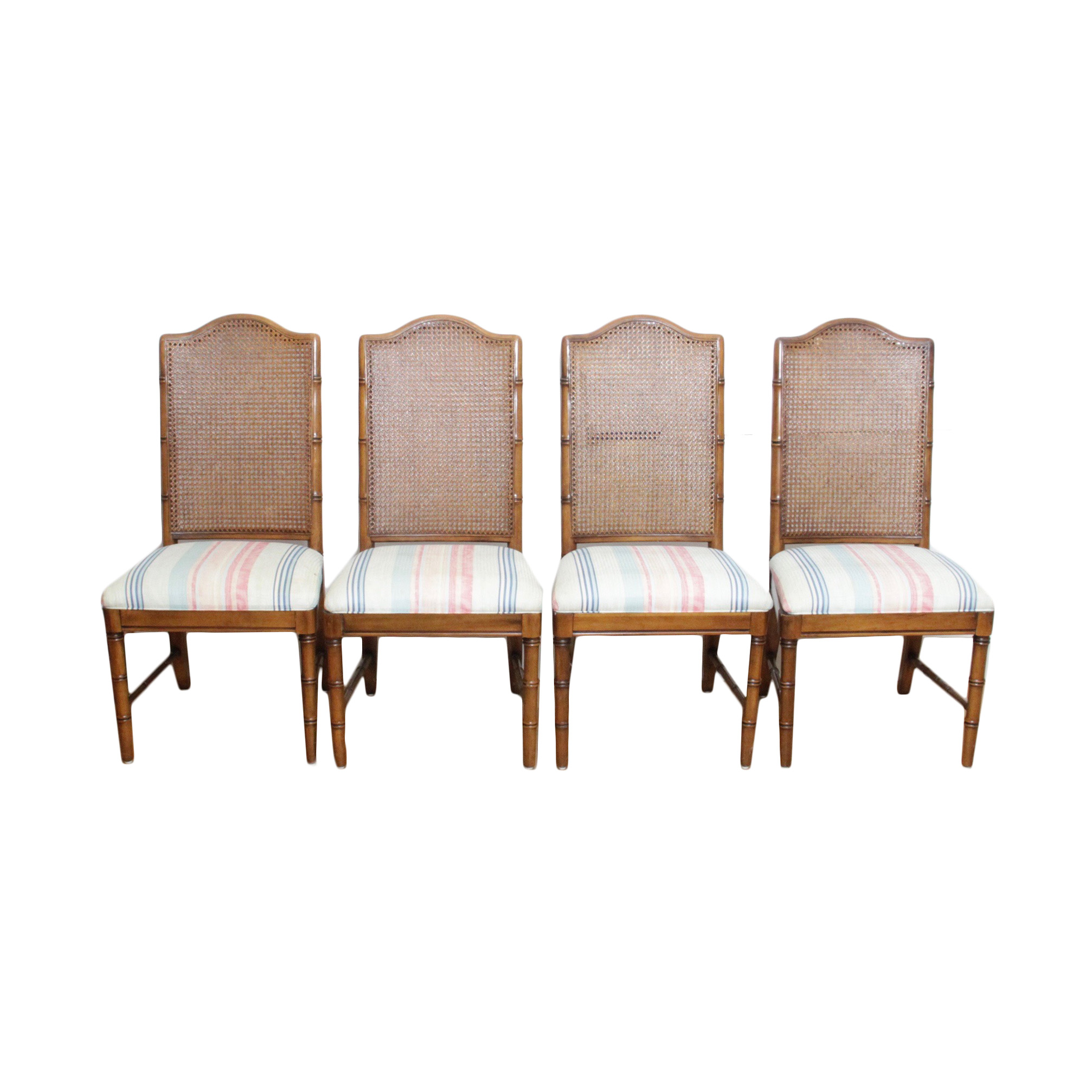 Vintage Wicker Back Dining Chairs