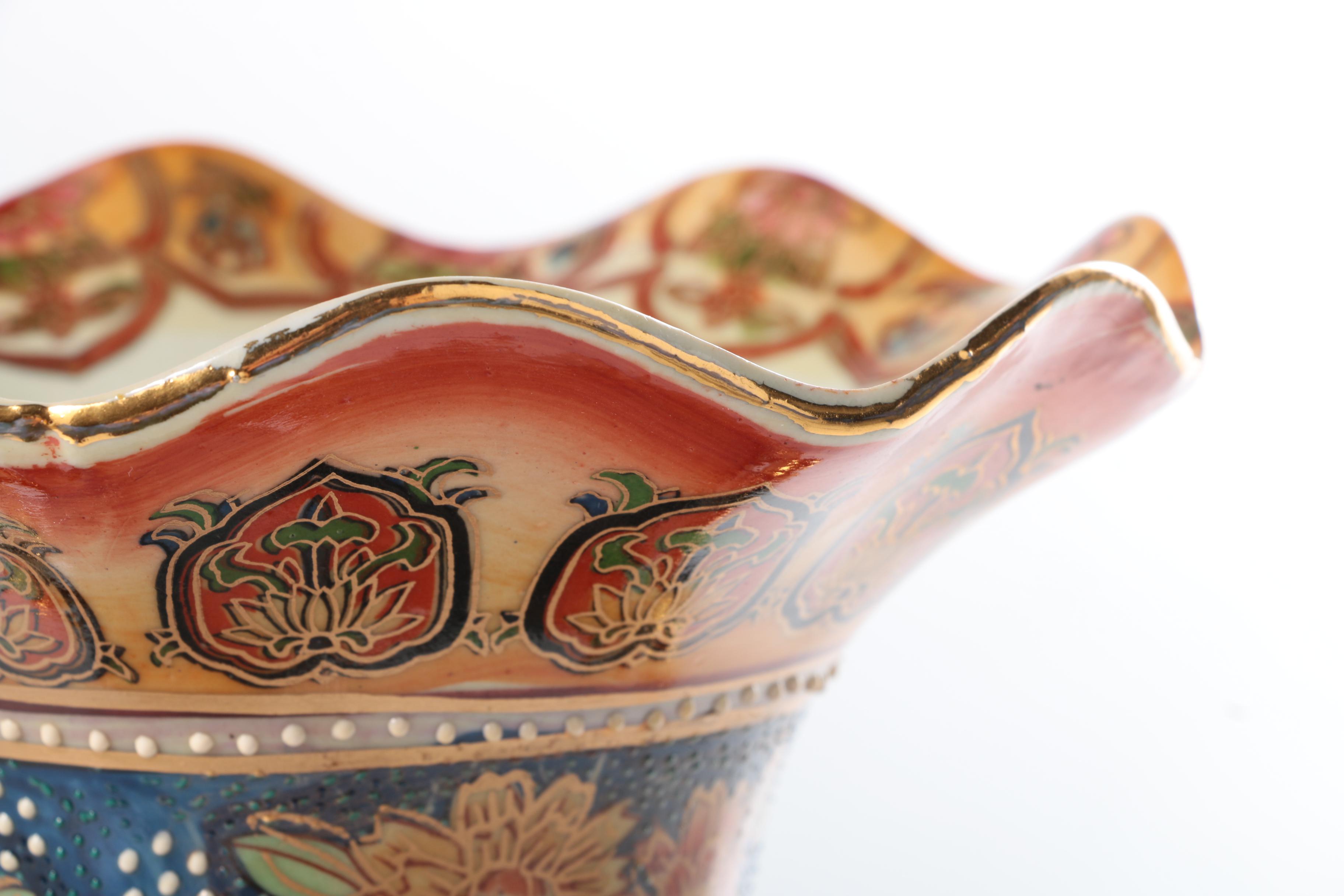 Pair of Chinese Satsuma Style Ceramic Vases