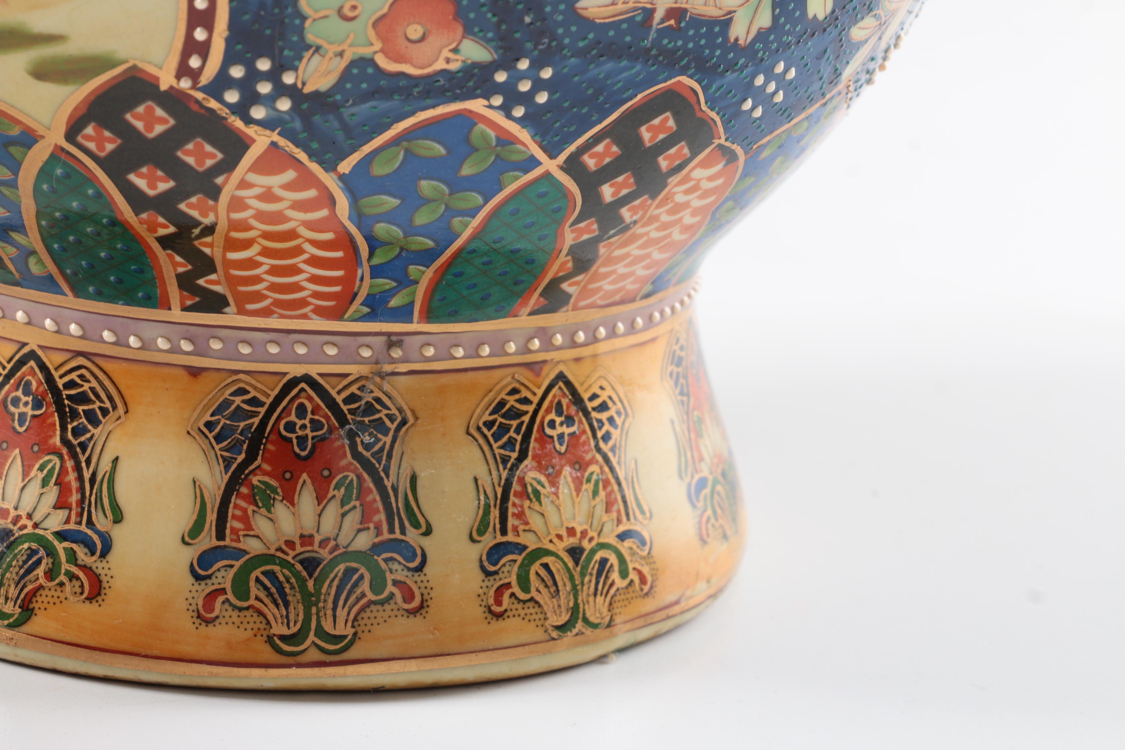 Pair of Chinese Satsuma Style Ceramic Vases