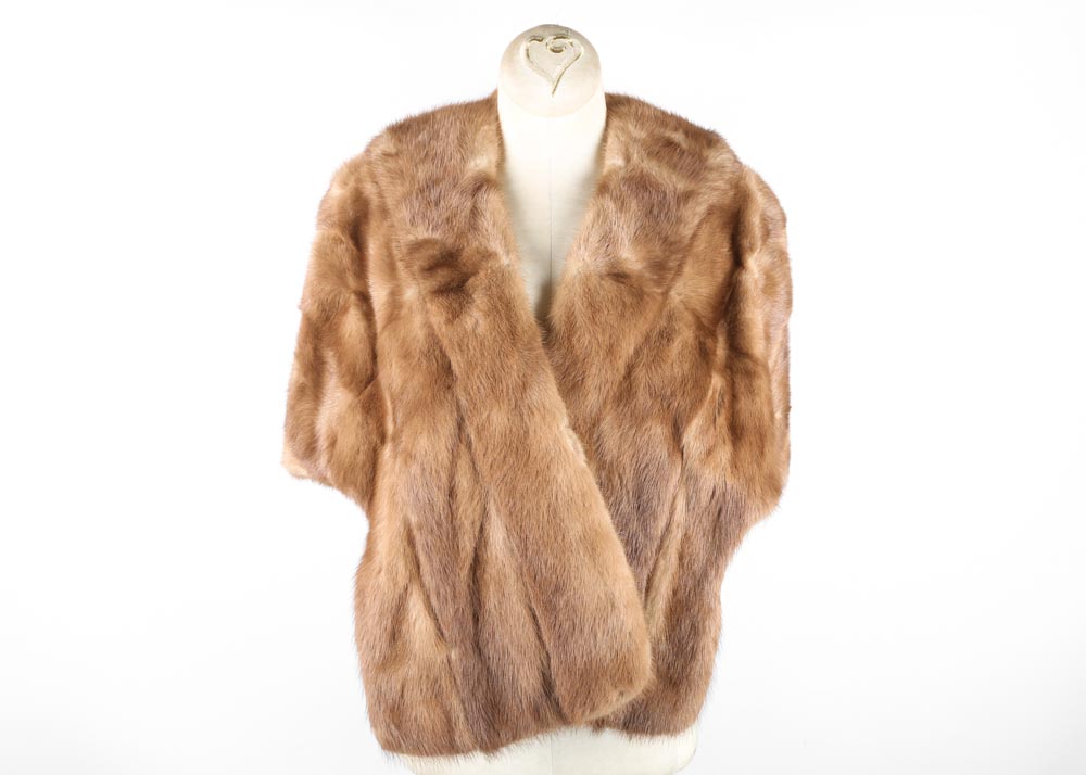French Room Mink Stole with Coordinating Mink Collar