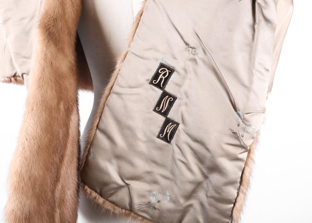 French Room Mink Stole with Coordinating Mink Collar