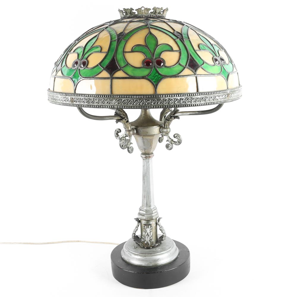 Art Nouveau Tiffany Style Leaded Glass Lamp