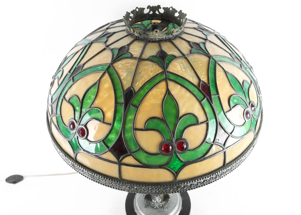 Art Nouveau Tiffany Style Leaded Glass Lamp
