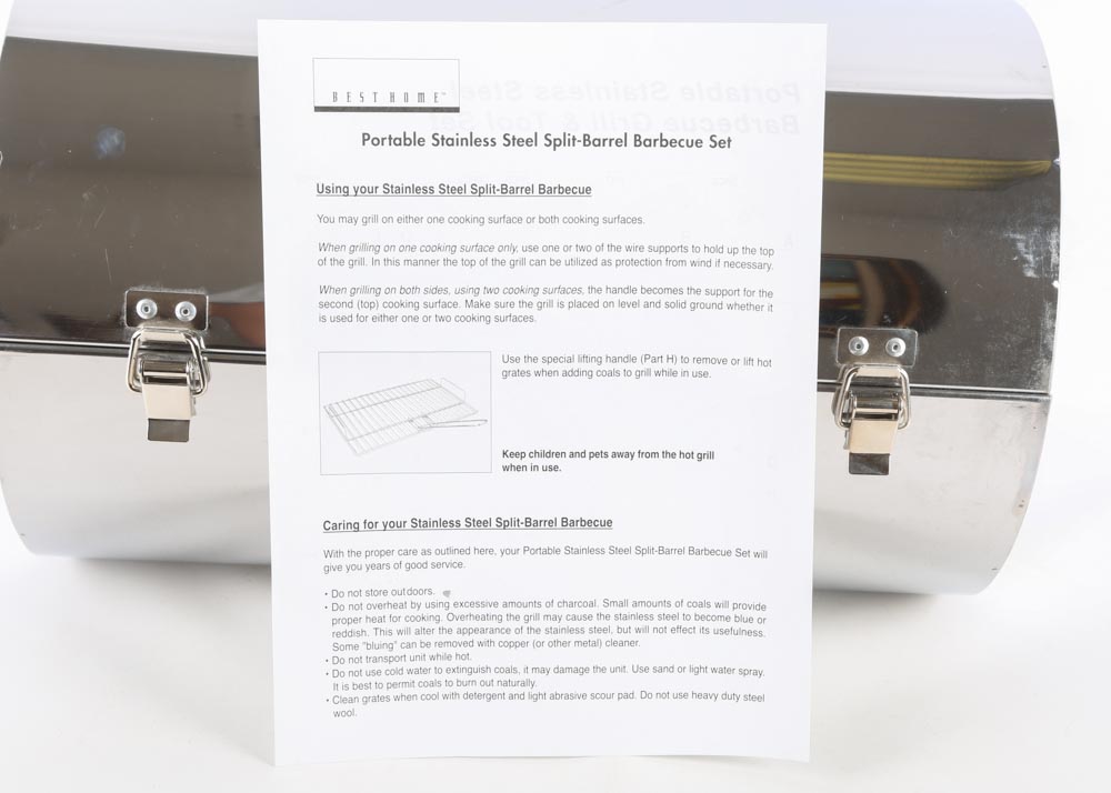 Best Home Stainless Steel Split-Barrel Tabletop Grill Set