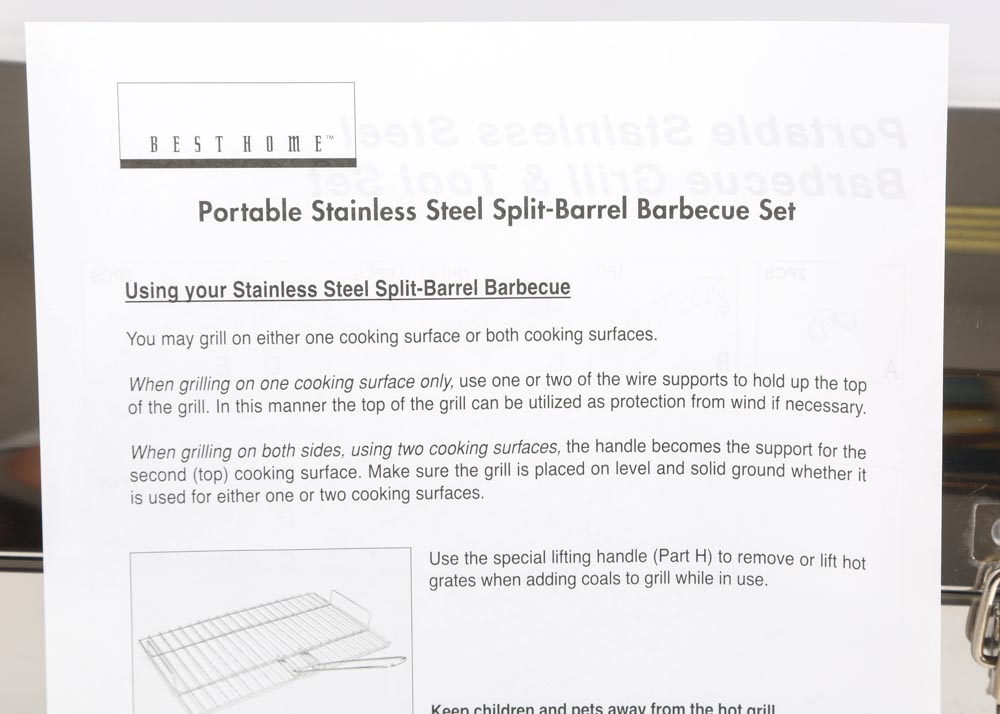 Best Home Stainless Steel Split-Barrel Tabletop Grill Set