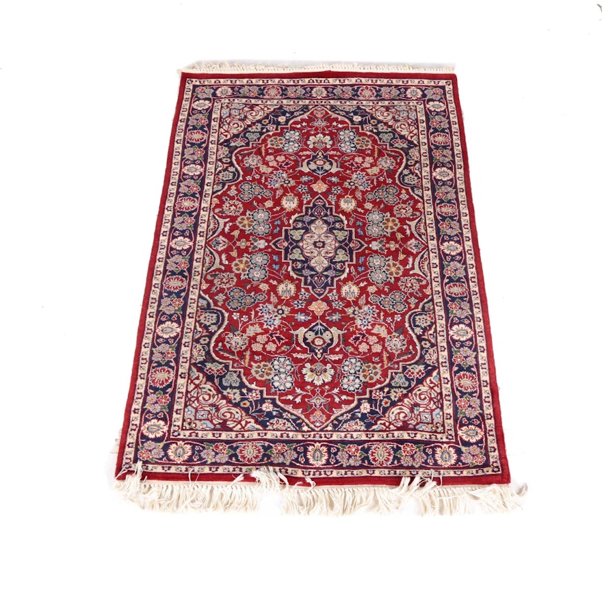 Hand-Knotted Persian Kashan Area Rug