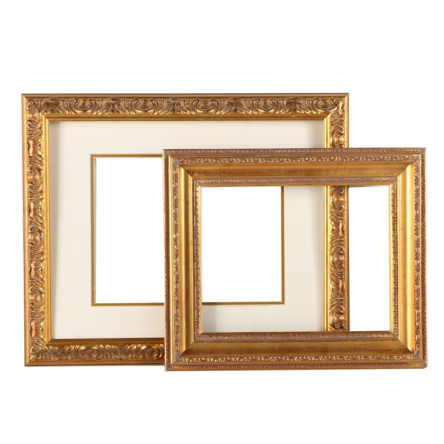 Pair of Gold Tone Sculpted Gesso Art Frames