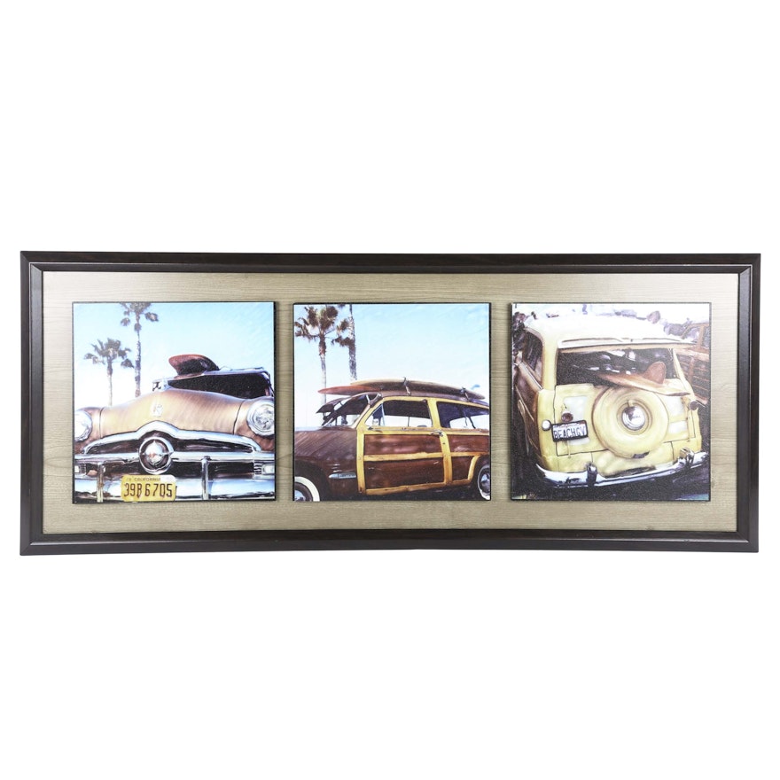Classic Car Offset Lithograph Triptych