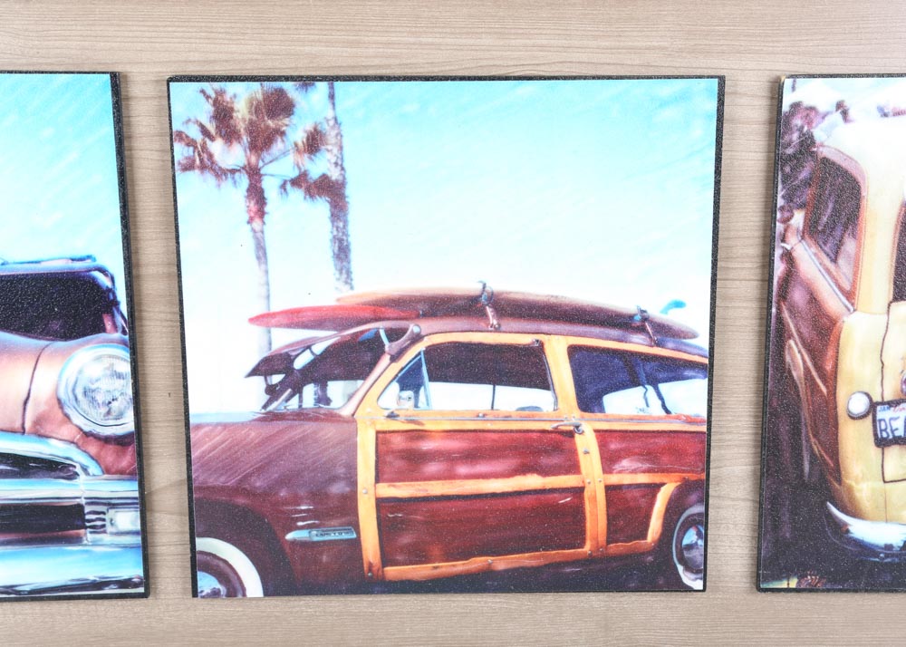 Classic Car Offset Lithograph Triptych
