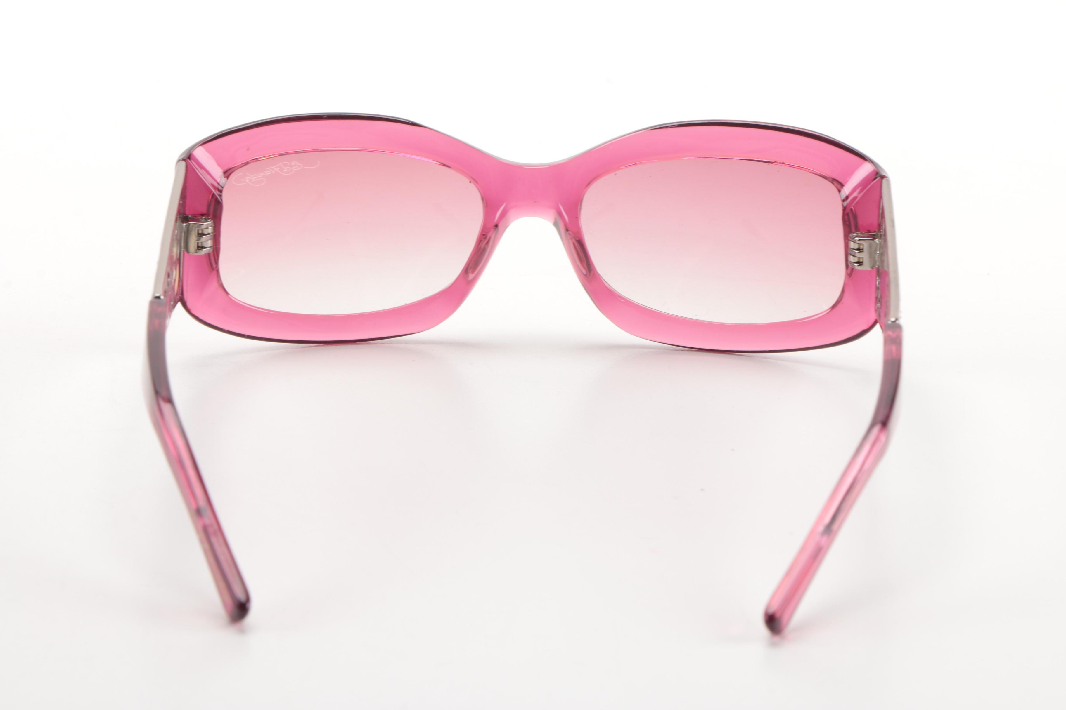 Pink Ed Hardy Sunglasses With Embroidered Case