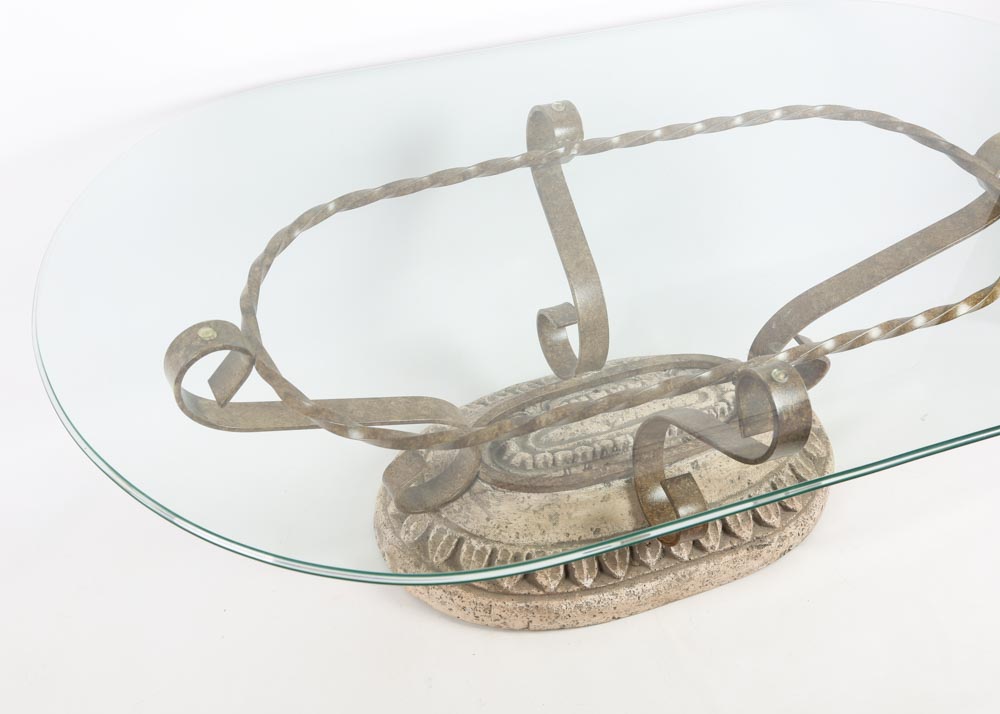Glass Top Wrought Iron Coffee Table