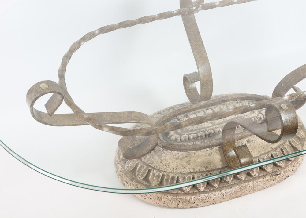 Glass Top Wrought Iron Coffee Table