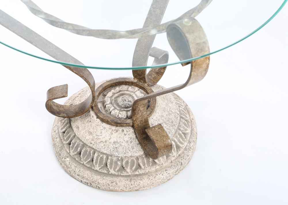 Glass Top Wrought Iron Side Tables