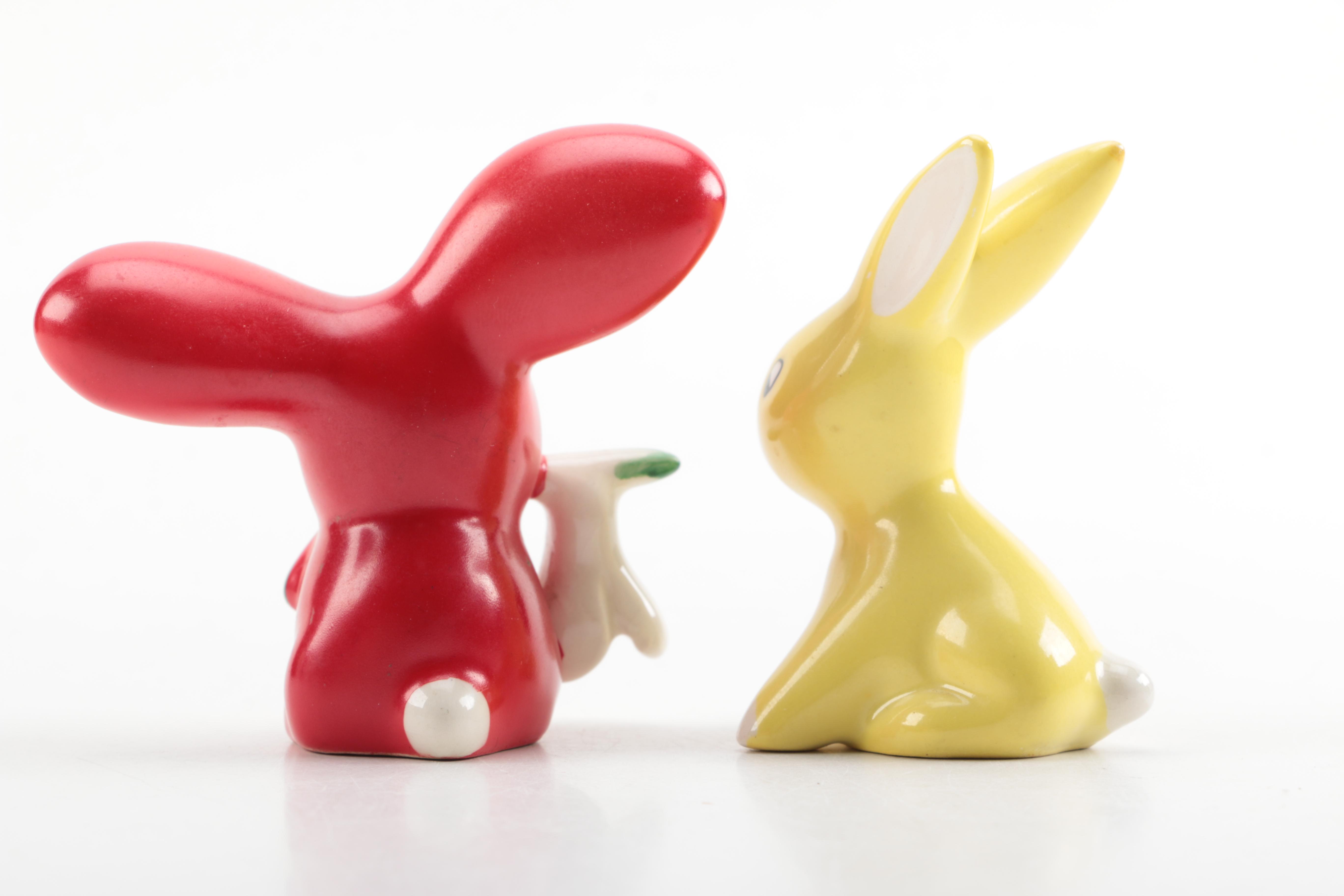 Lefton Hand-Painted Angel Devil and Bunnies From West Germany