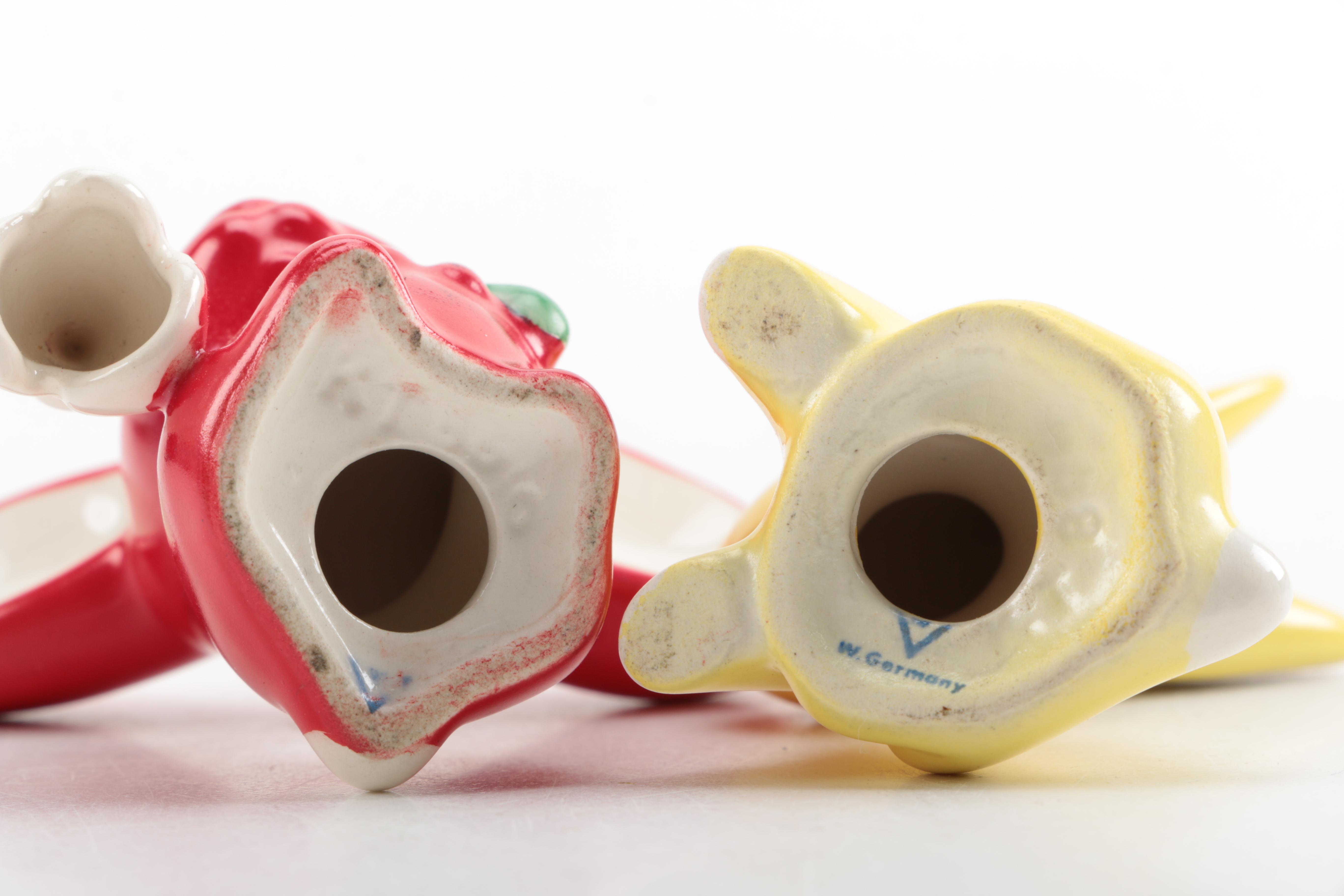 Lefton Hand-Painted Angel Devil and Bunnies From West Germany