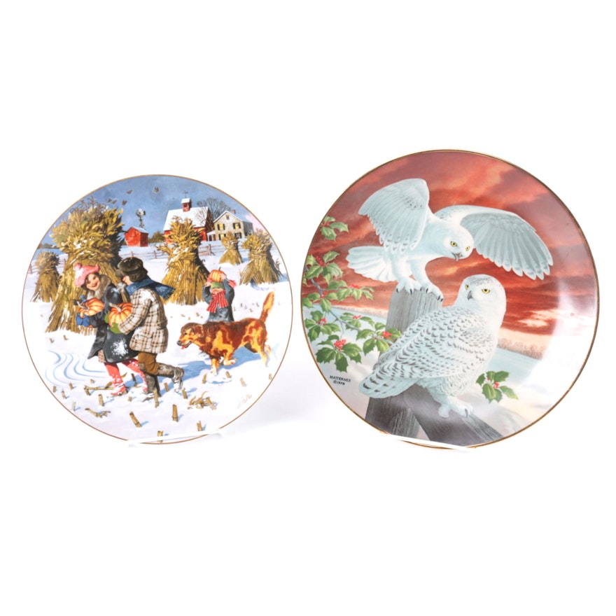 Limited Edition Collector Seasonal Plates including "Bringing Home The Pumpkins" by John Falter
