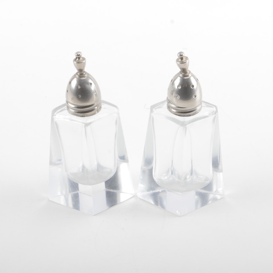 Sterling Silver and Glass Pepper and Salt Shakers