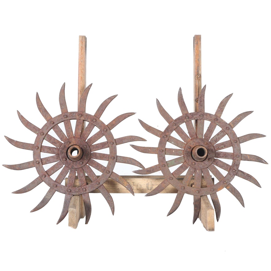 Pair of Decorative Vintage Blades With a Wooden Structure