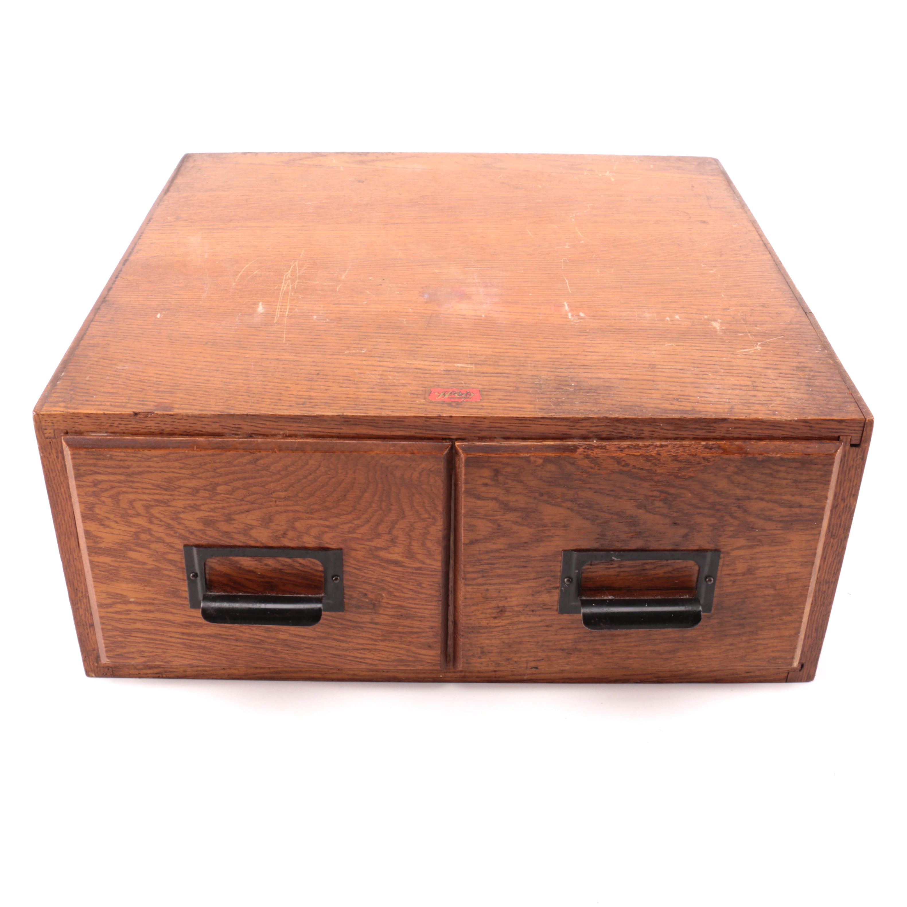 Vintage Oak Two-Drawer Index Card File by Weis