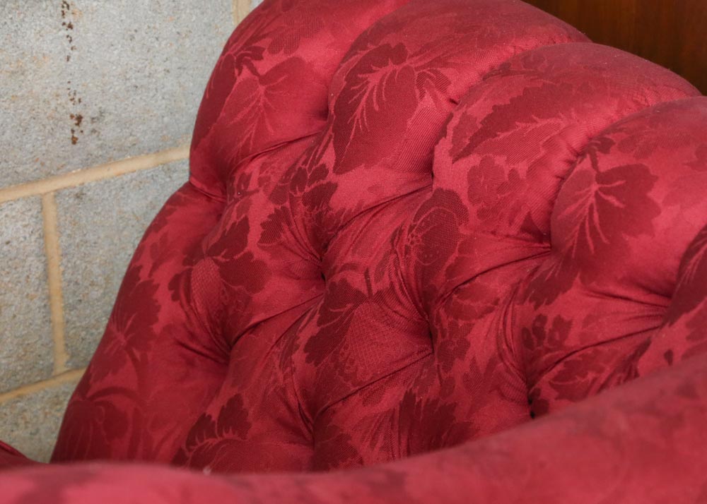 Victorian Upholstered Camelback Sofa