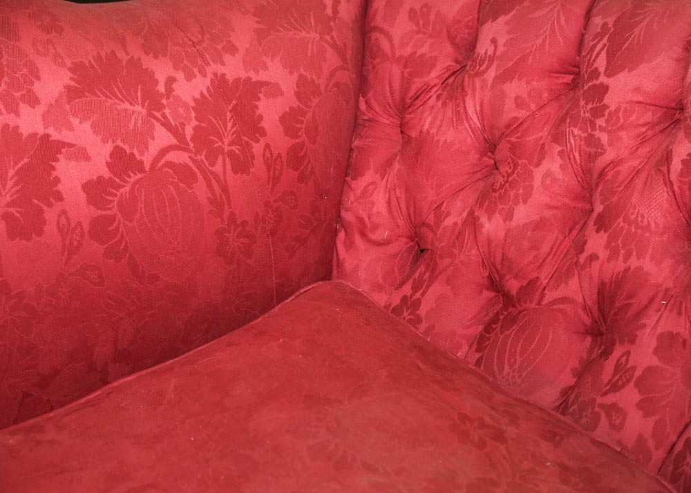 Victorian Upholstered Camelback Sofa