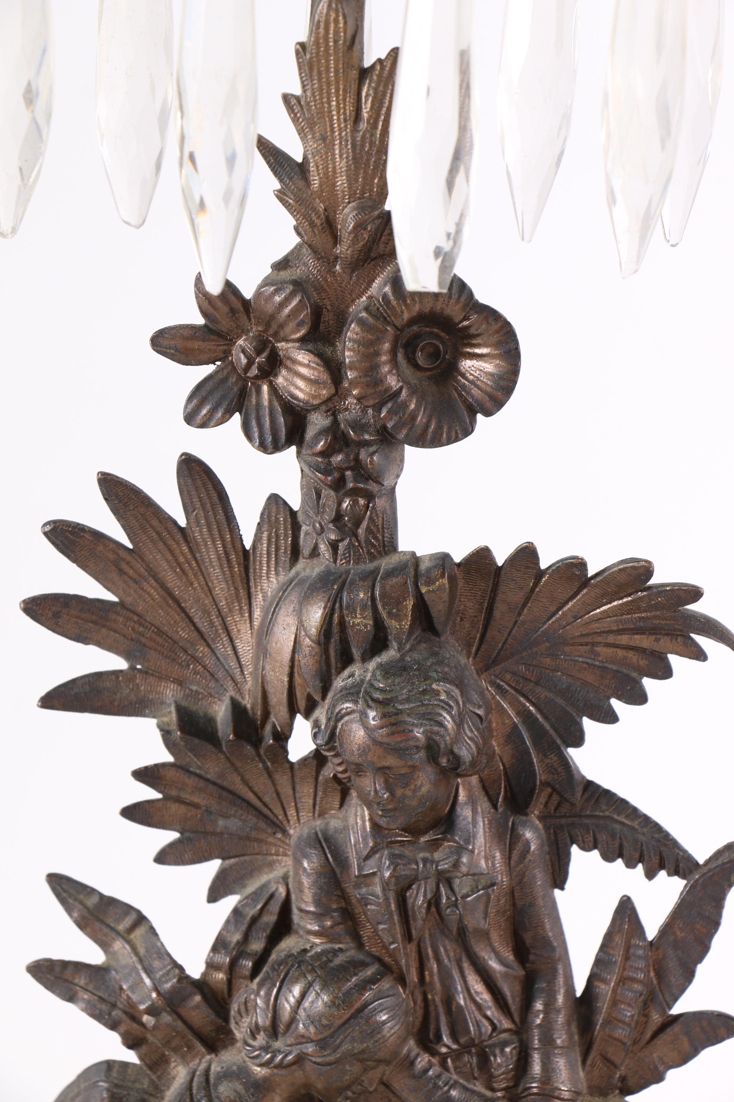 Brass "Paul and Virginia" Girandoles on a Marble Base