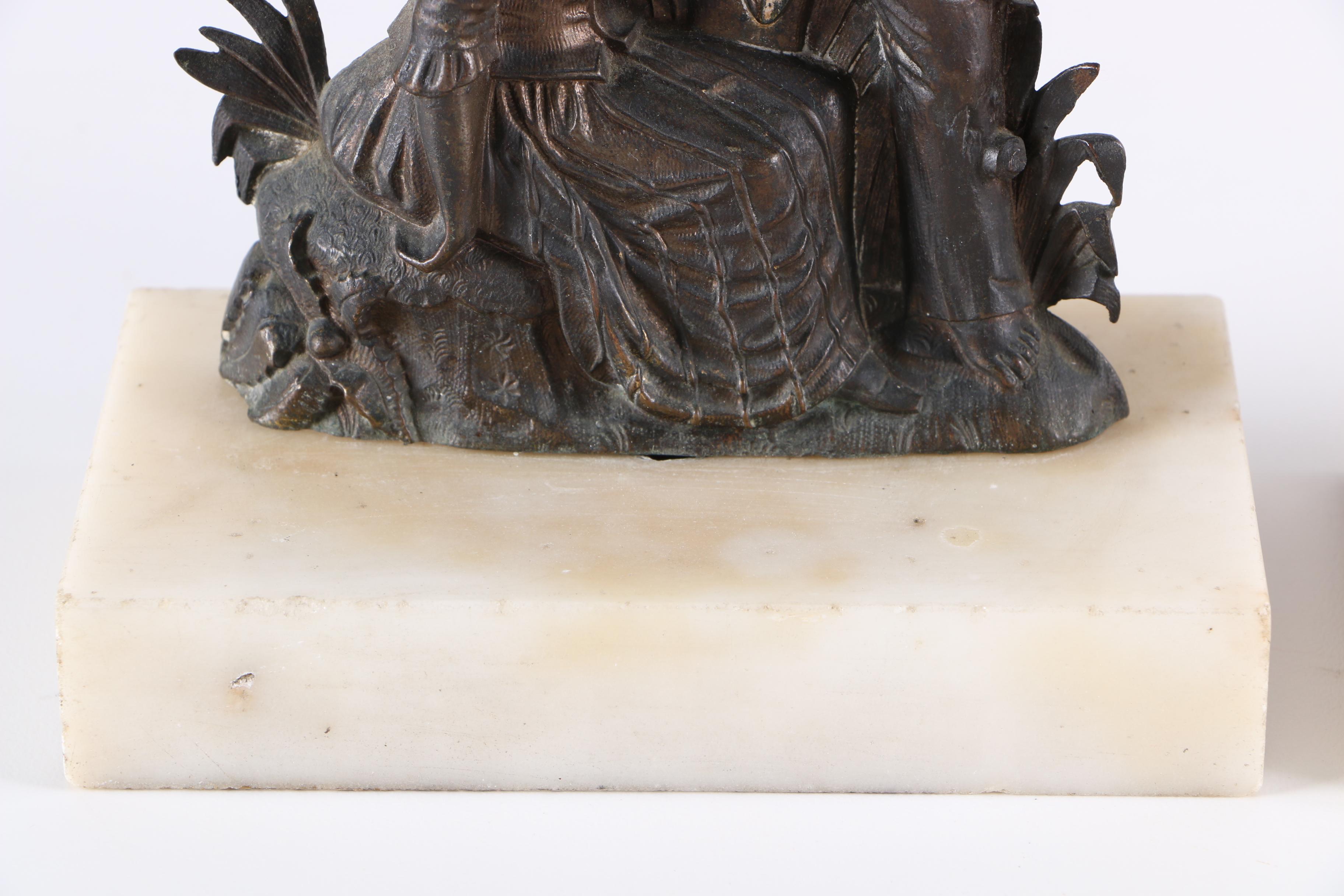 Brass "Paul and Virginia" Girandoles on a Marble Base