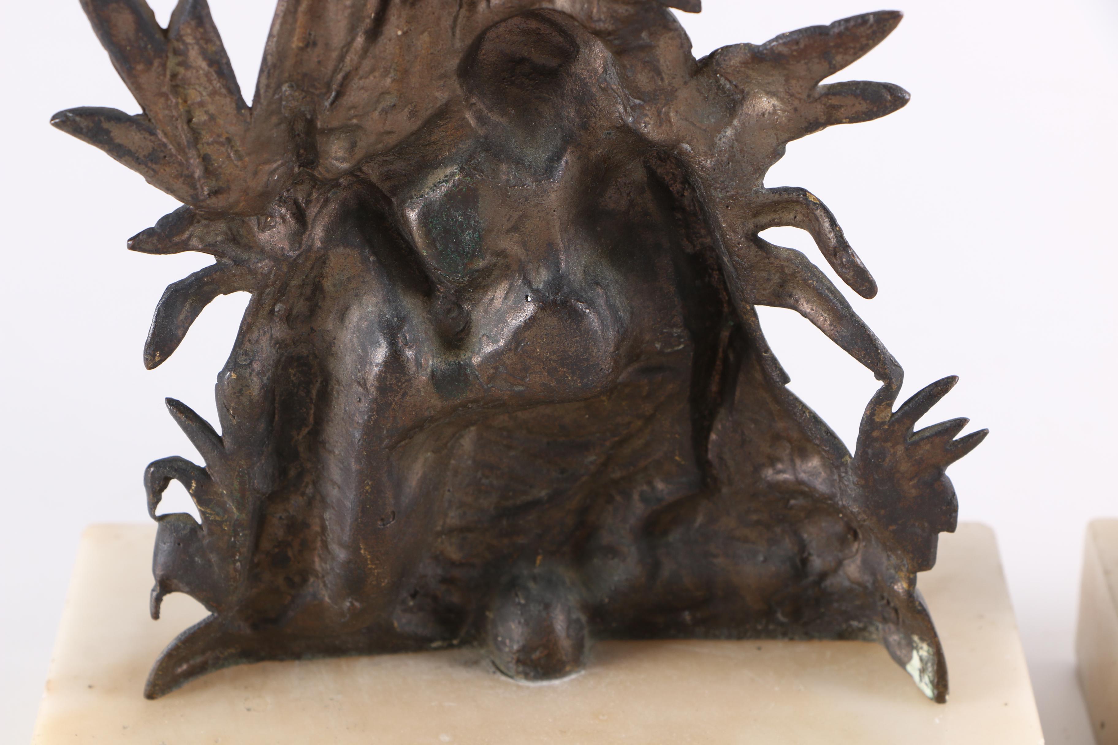 Brass "Paul and Virginia" Girandoles on a Marble Base