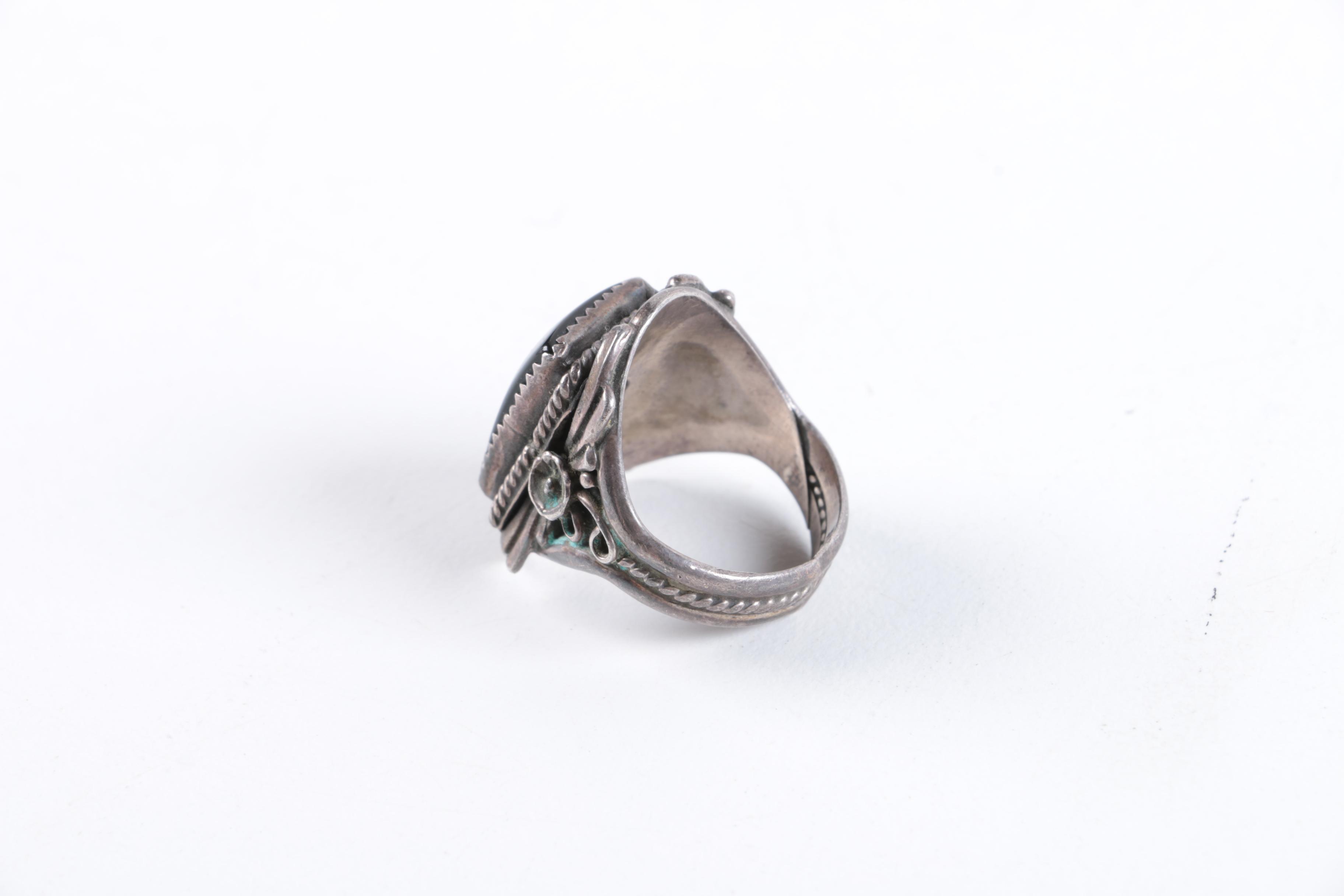 Sterling Silver Jewelry Including a Black Onyx Ring