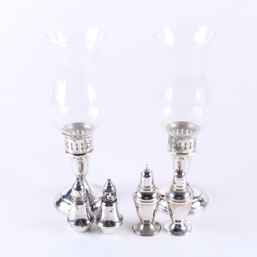 Reed and Barton and Other Weighted Sterling Silver Candlesticks and Shakers