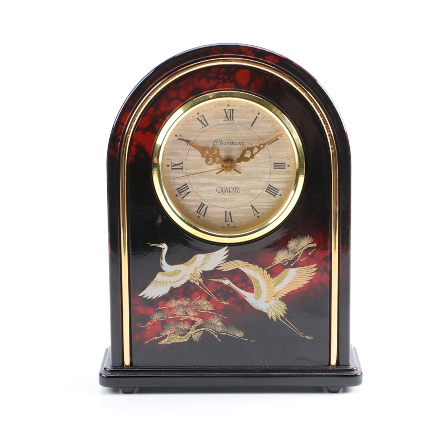 Charmant Crane-Themed Mantel Clock