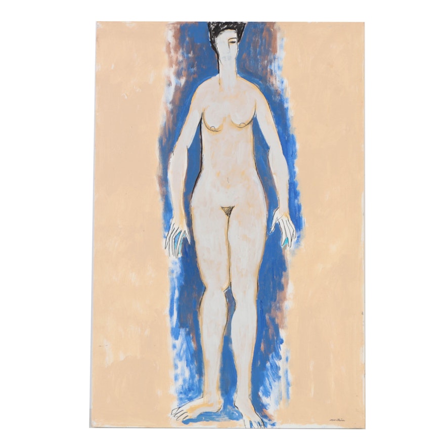Ronald Ahlstrom Abstract Acrylic Painting on Canvas Nude Figure