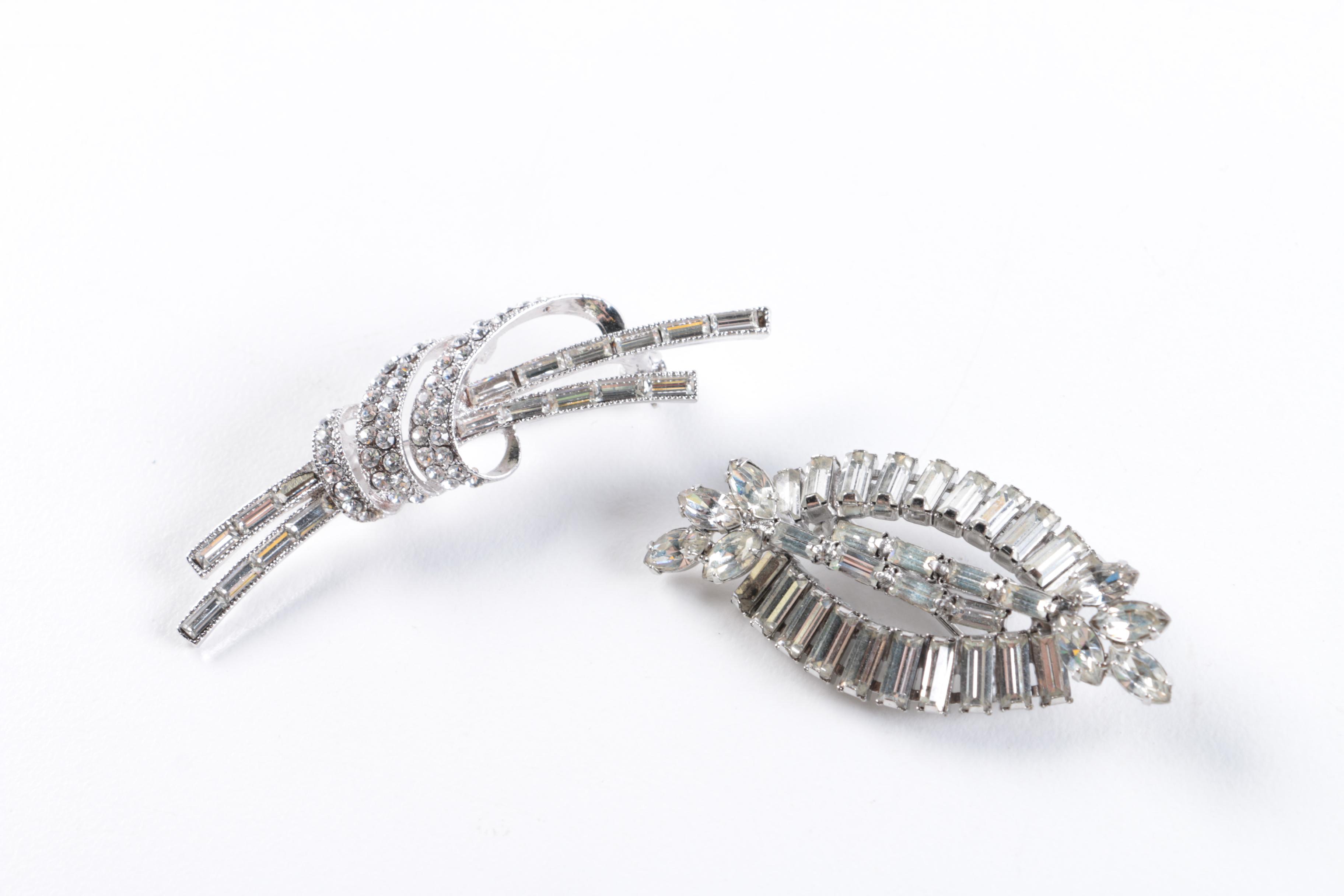 Vintage Rhinestone Jewelry Including Aurora Borealis Necklaces