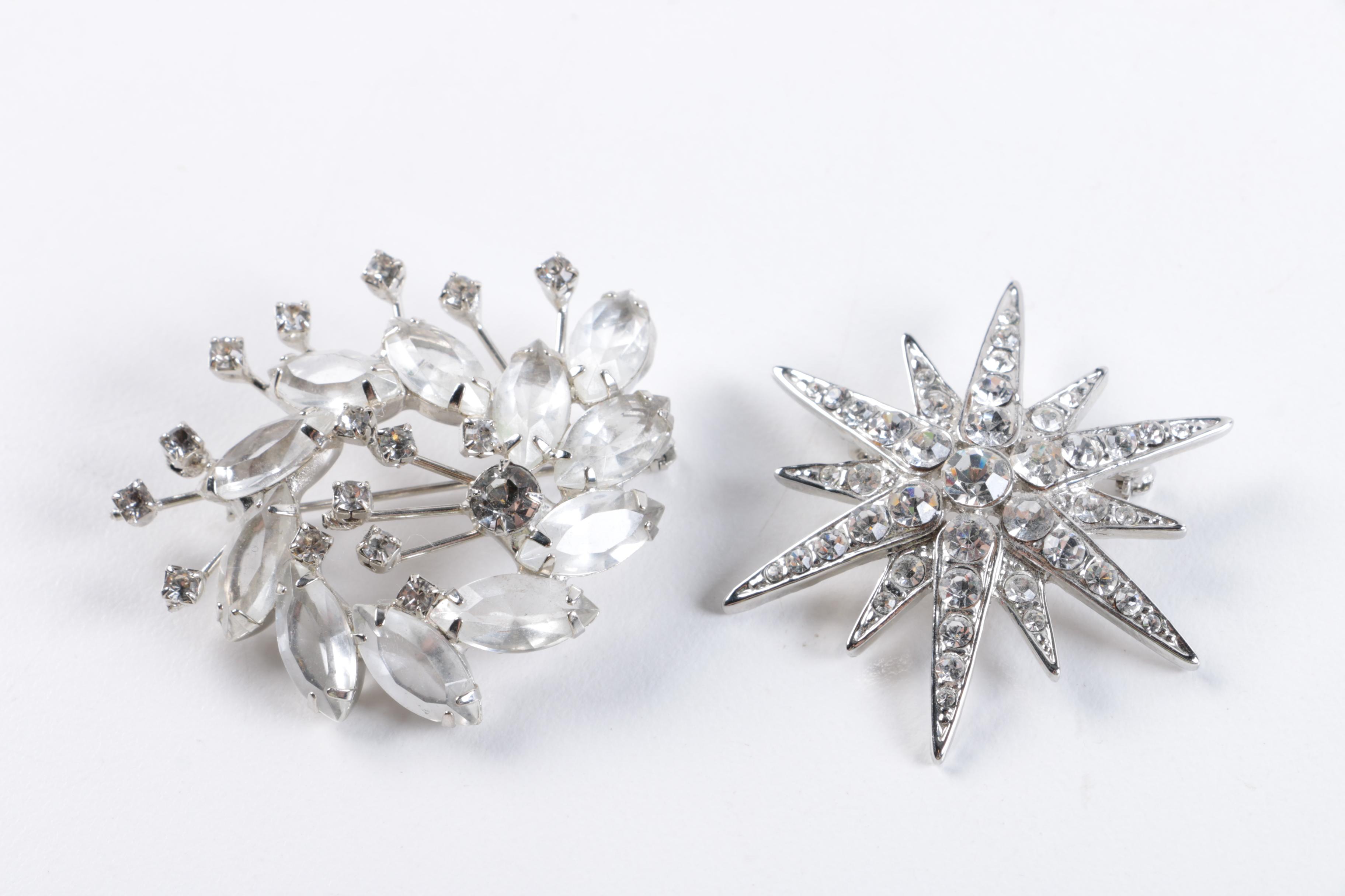 Vintage Rhinestone Jewelry Including Aurora Borealis Necklaces