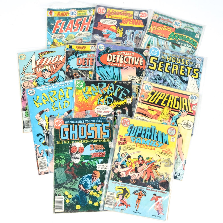 Twelve Vintage DC Comics Issues with Superman, Batman, Flash and Aquaman