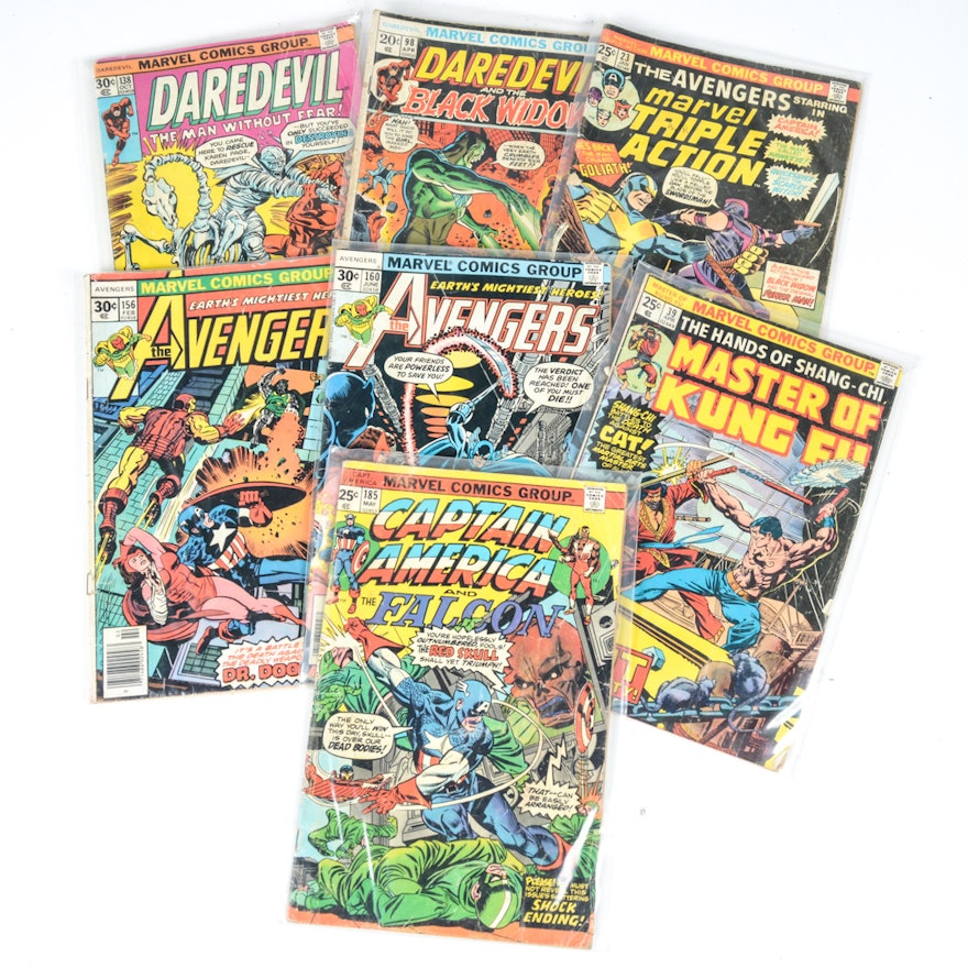 Seven Vintage Marvel Comics Issues Including "Daredevil"