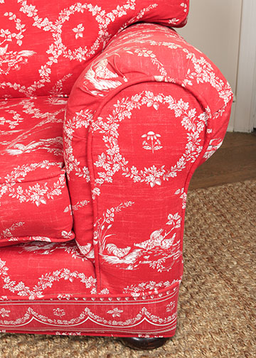Crate and Barrel Club Chair with Toile Upholstery