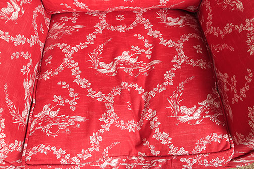 Crate and Barrel Club Chair with Toile Upholstery