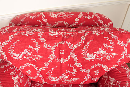 Crate and Barrel Club Chair with Toile Upholstery