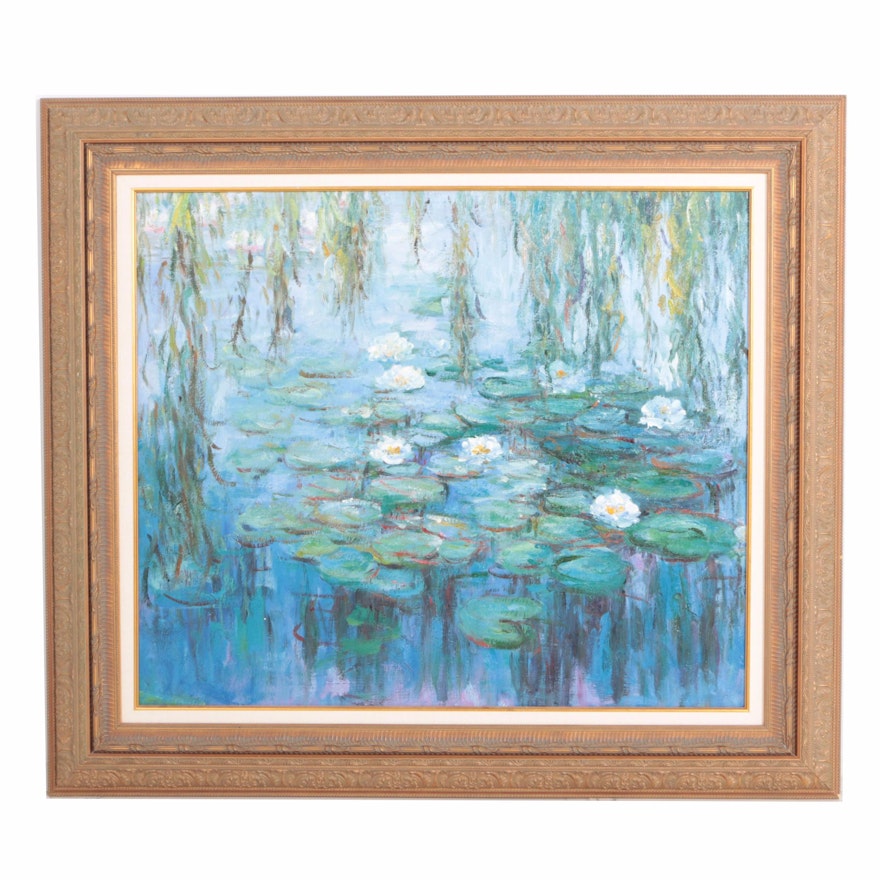 Oil Painting on Canvas of Lily Pond