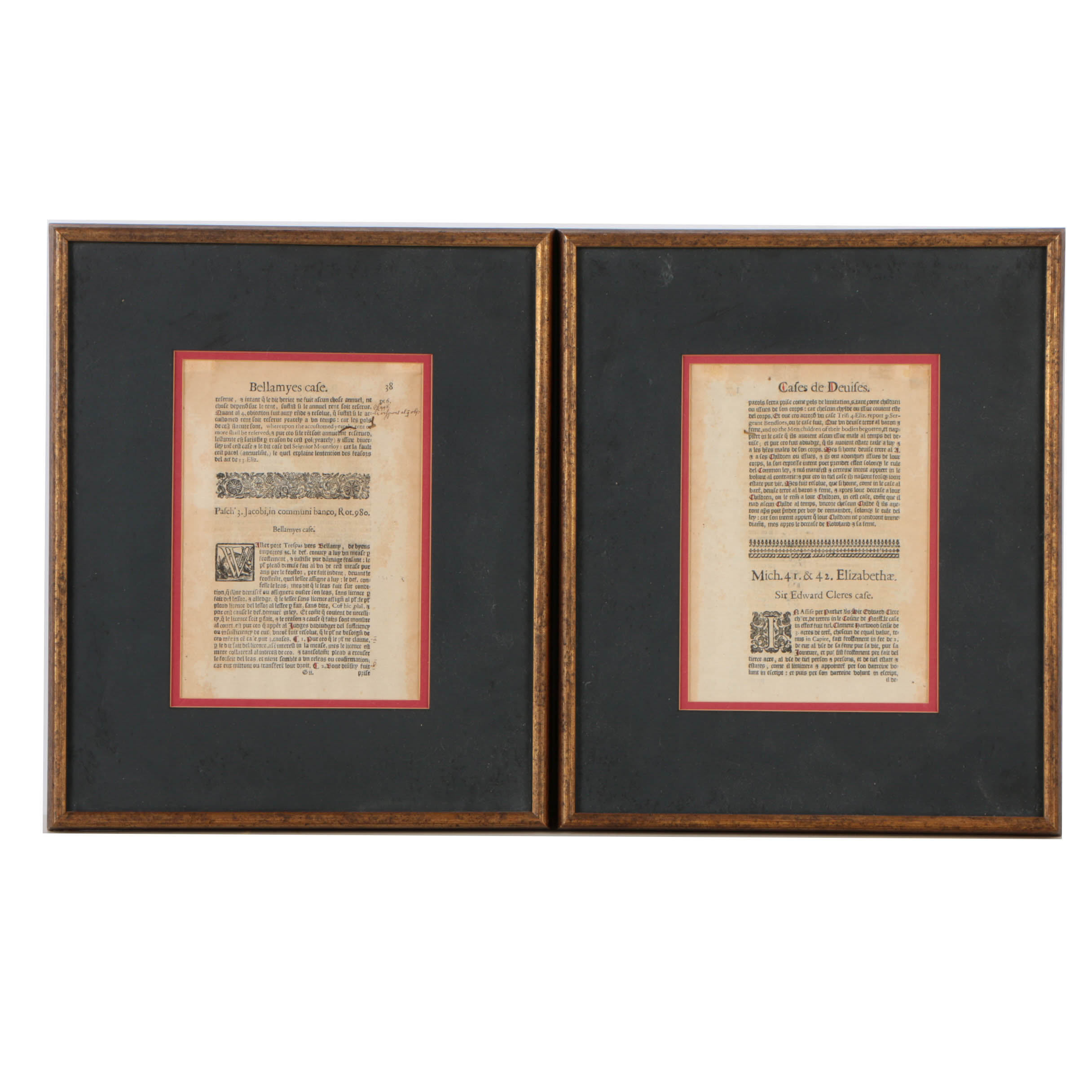 Pair of Pages from the Published Reports of Sir Edward Coke