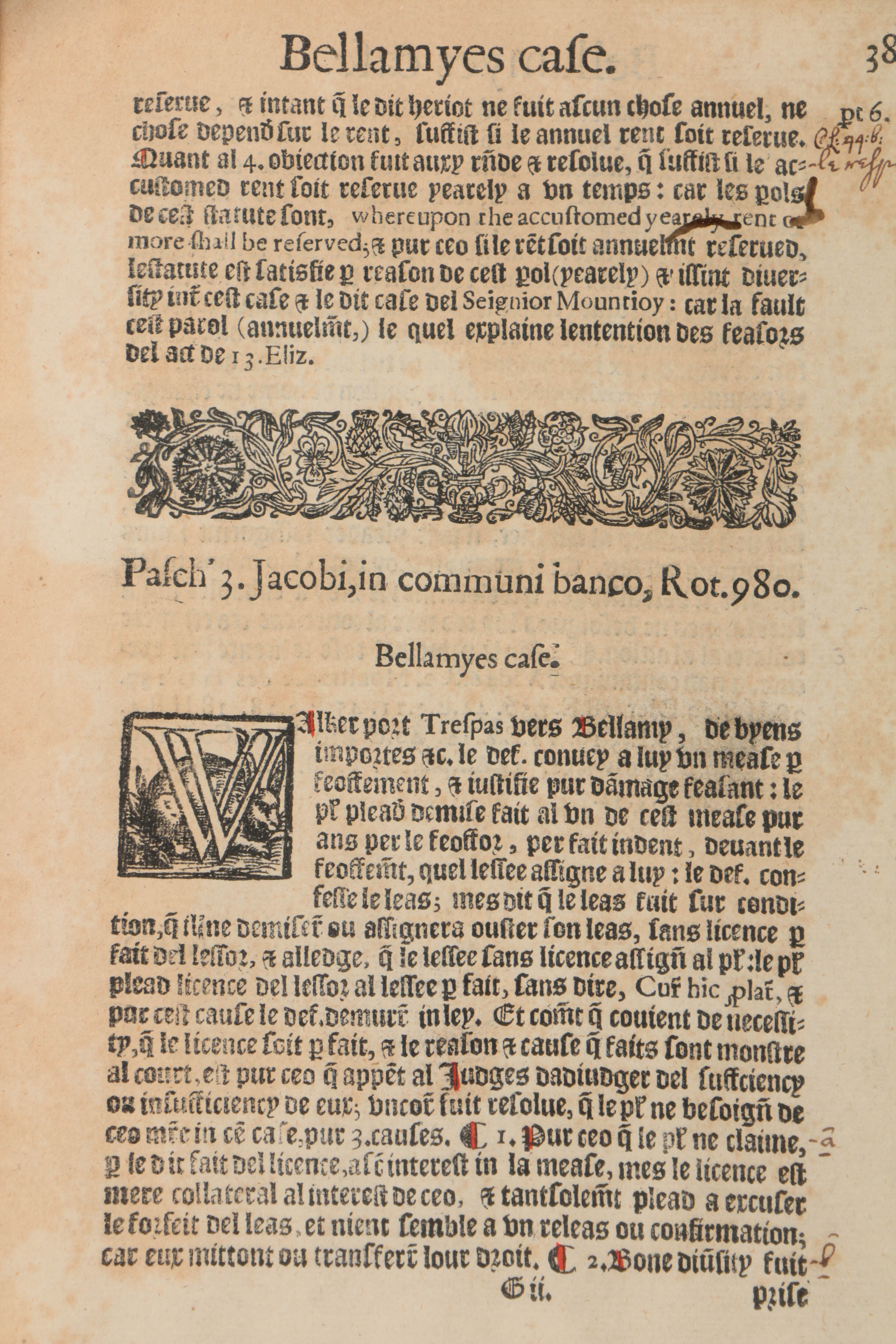 Pair of Pages from the Published Reports of Sir Edward Coke