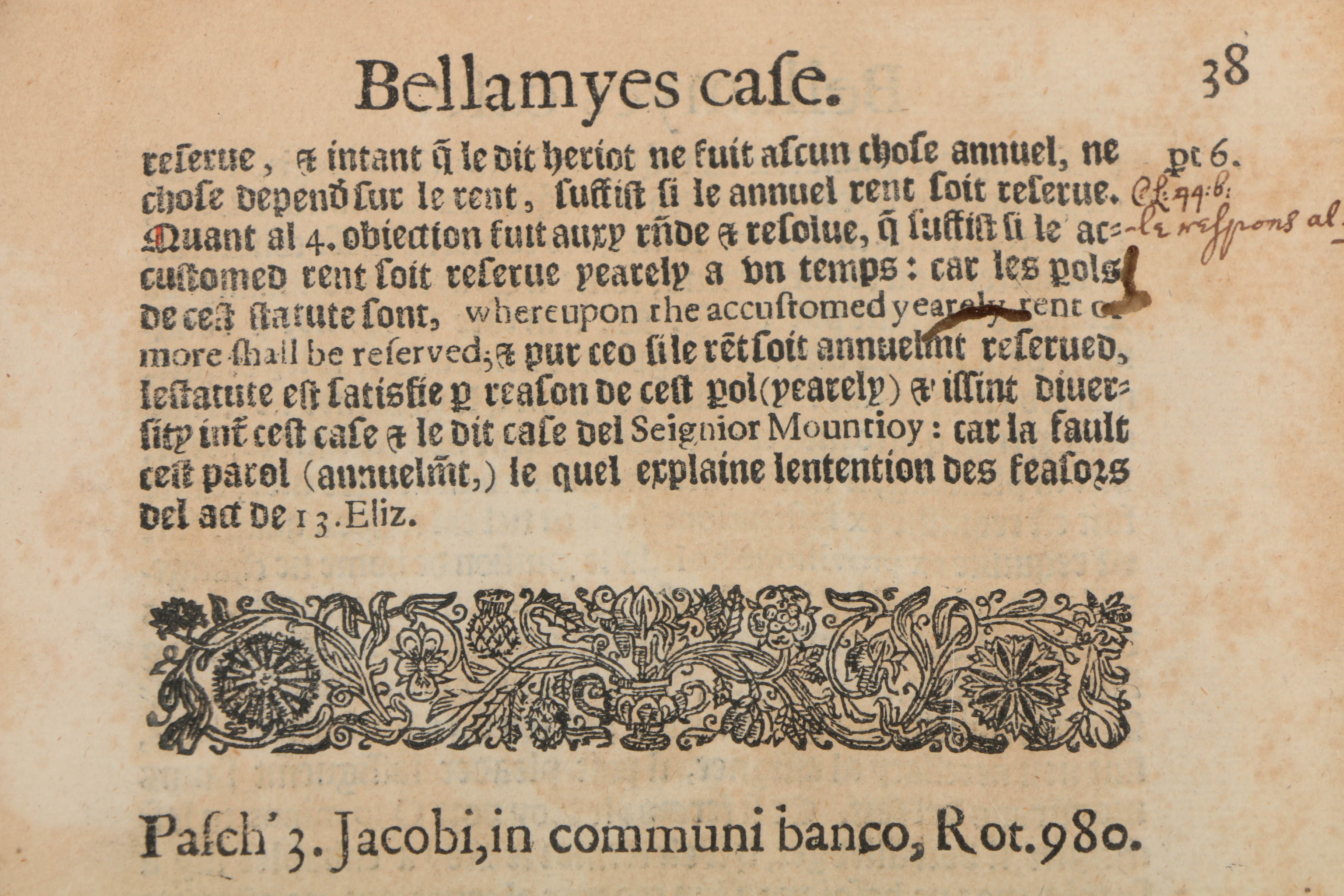 Pair of Pages from the Published Reports of Sir Edward Coke