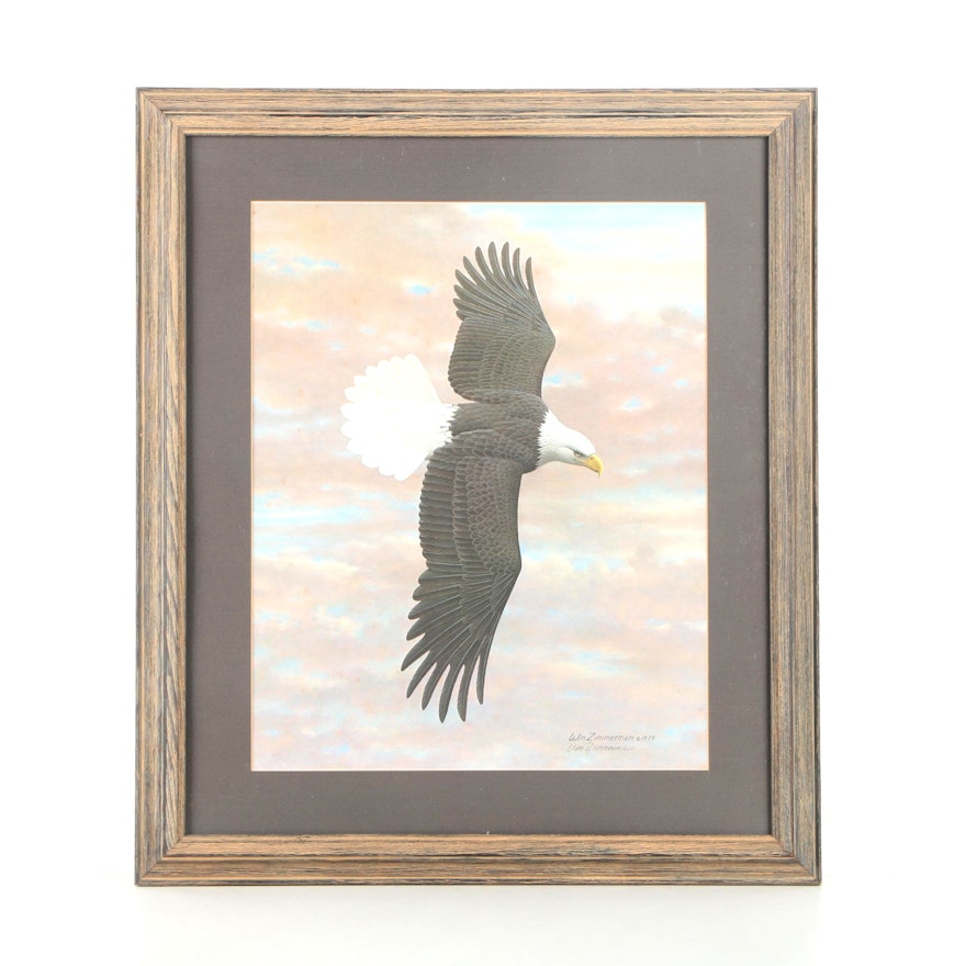 After William Harold Zimmerman Offset Lithograph of a Bald Eagle