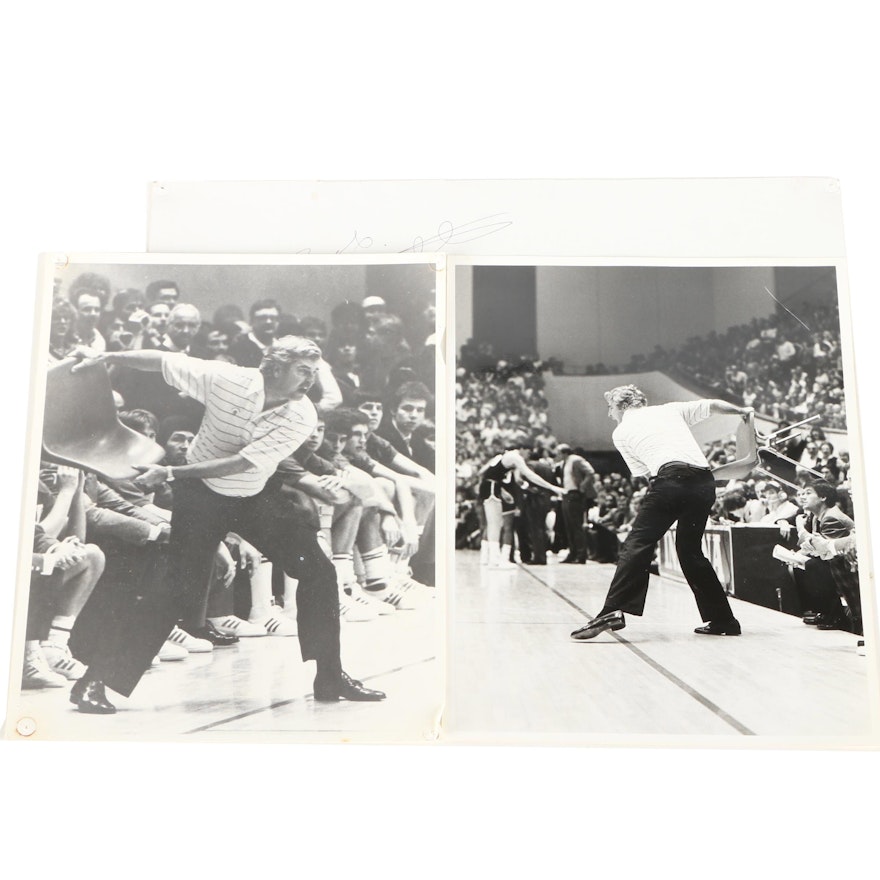 Autographed Bobby Knight Chair-Throwing Photographs