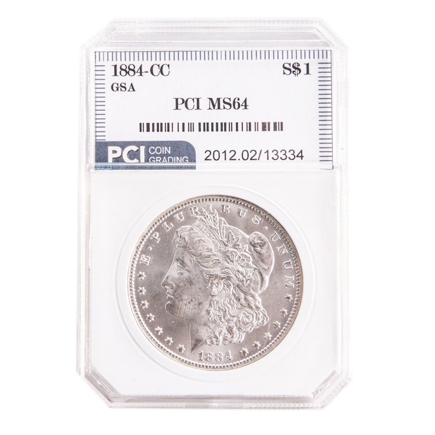 Encapsulated 1884 CC Morgan Silver Dollar