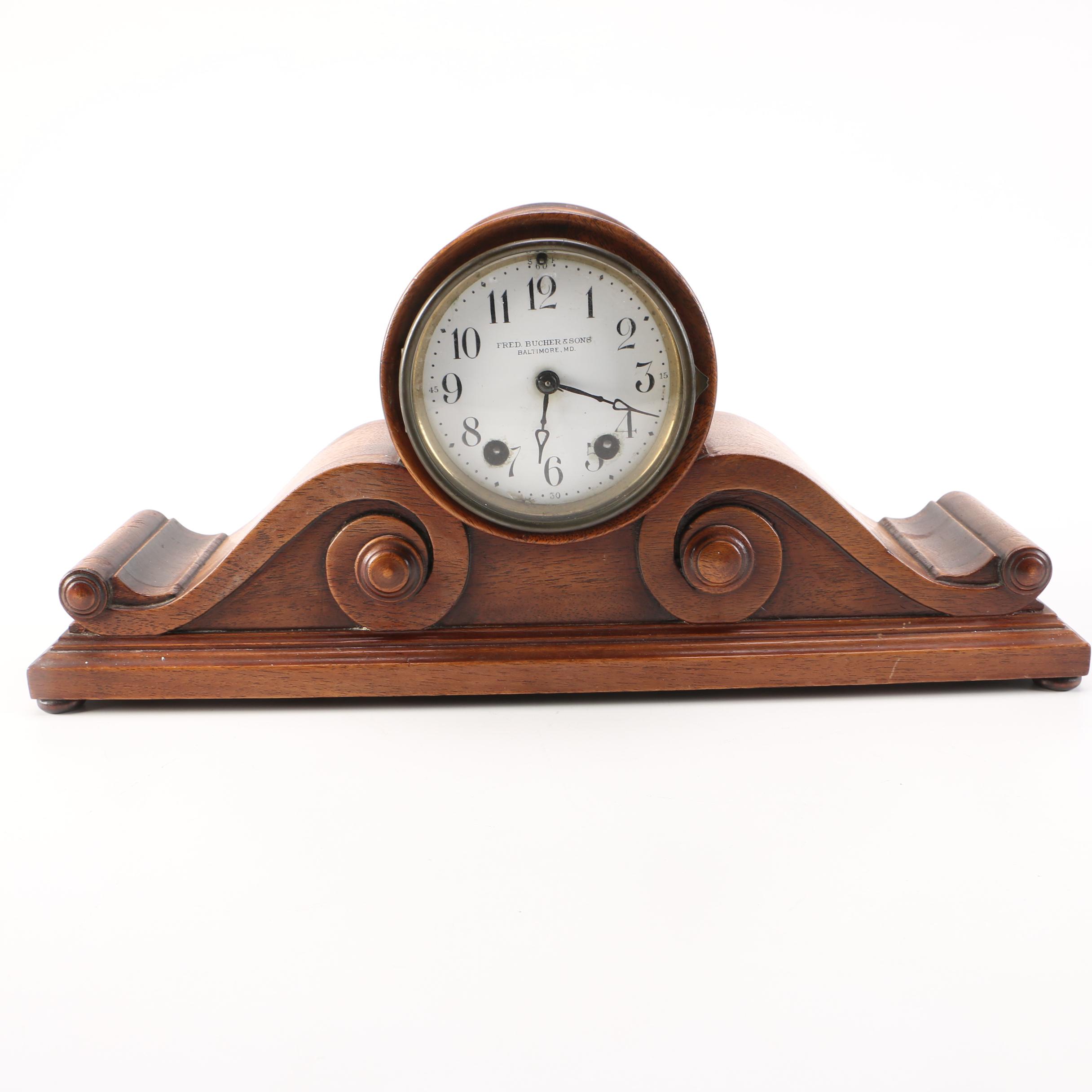Fred Butcher & Sons Wood Mantle Clock