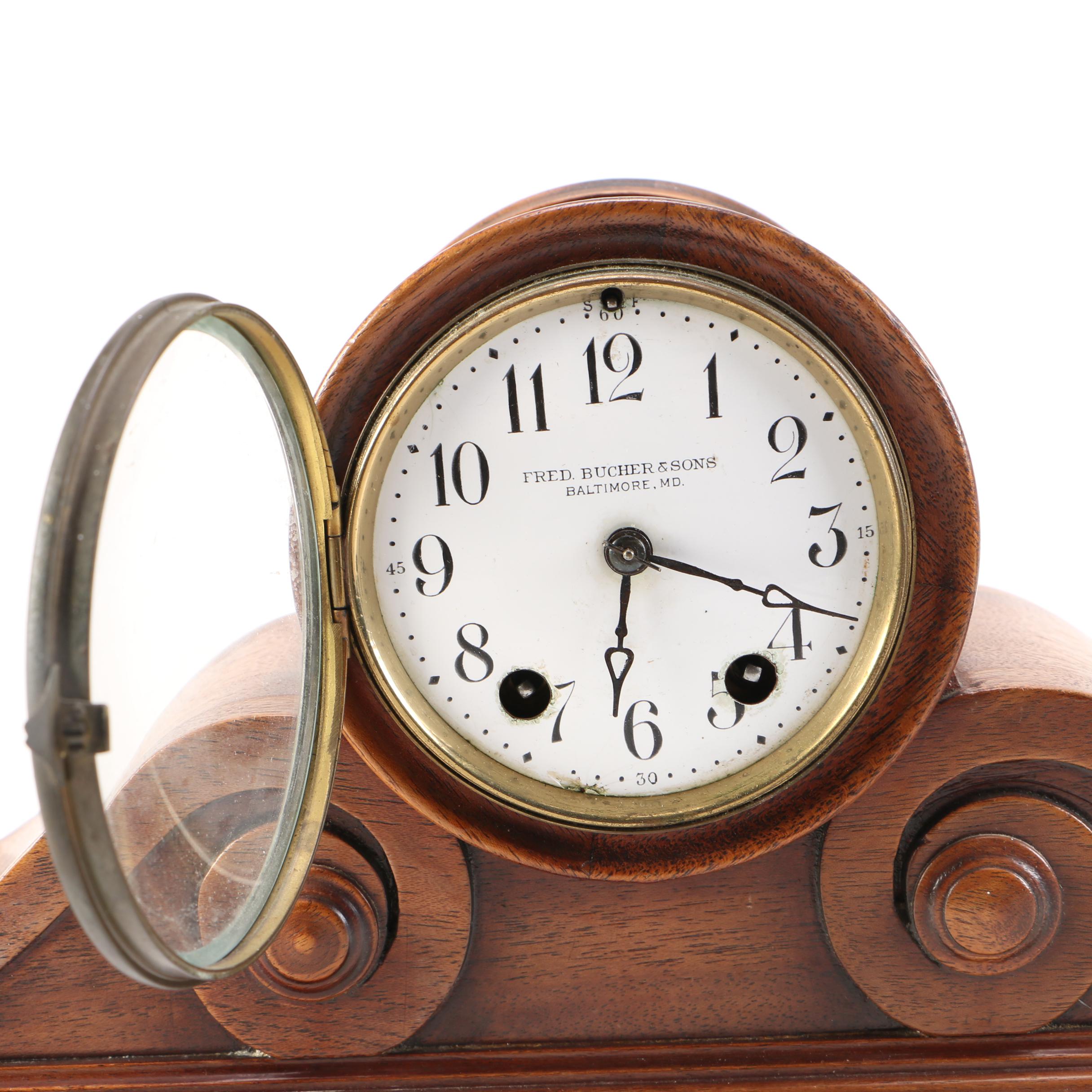 Fred Butcher & Sons Wood Mantle Clock